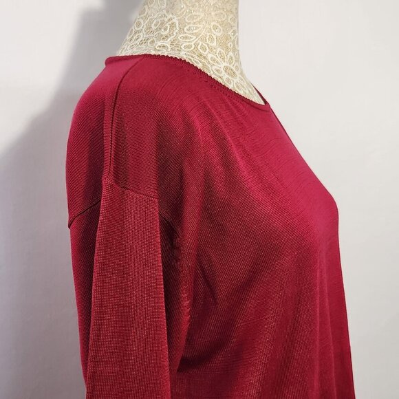 August Silk Women's Size Large Fuchsia Round Neck Silk Pullover Sweater Career - Picture 6 of 13